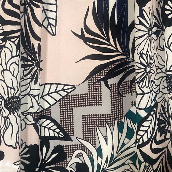 Christian Caliendo Lined Sleeveless Dress Black White Floral Splashes of Color - Picture 6 of 11